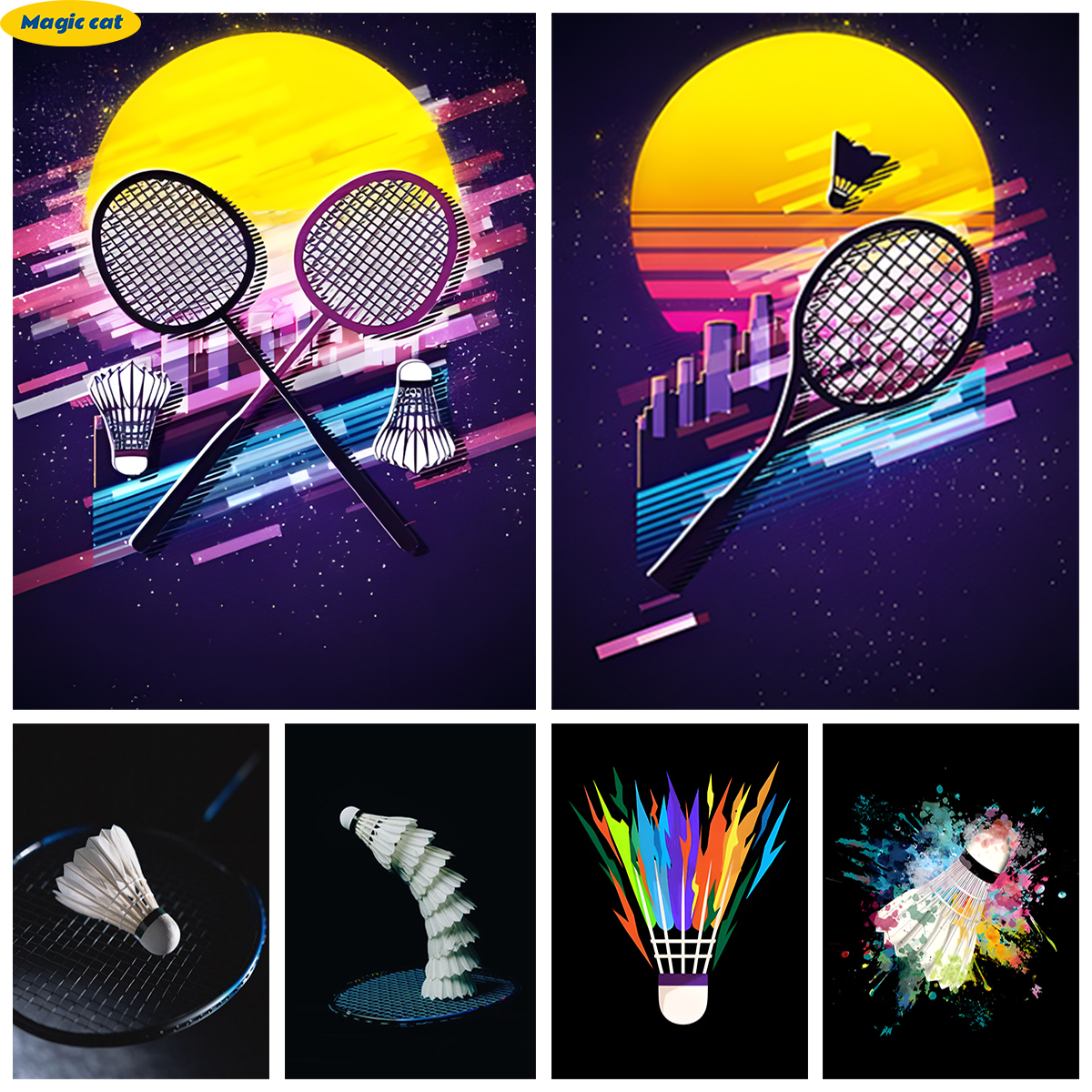 Badminton Poster - Badminton 5D Diamond Painting Kit Sports