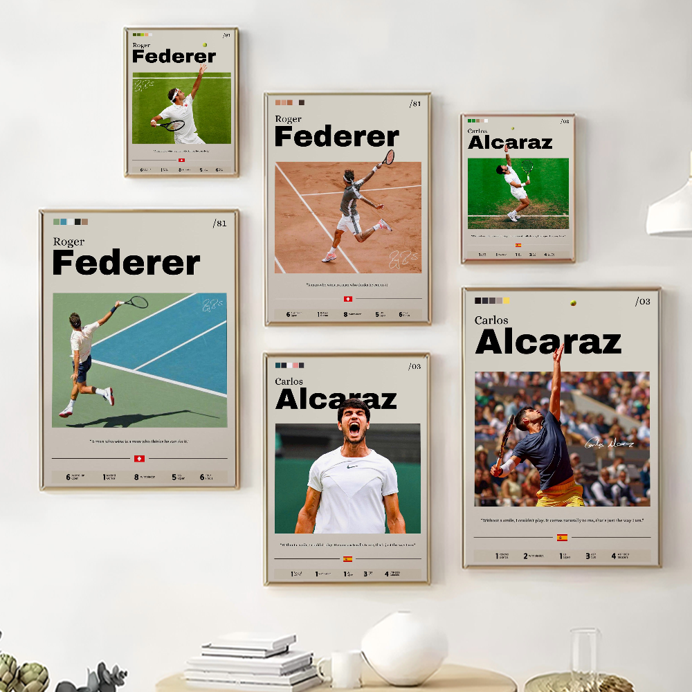 Badminton Poster - Tennis star Federer Alcaraz Poster Wall