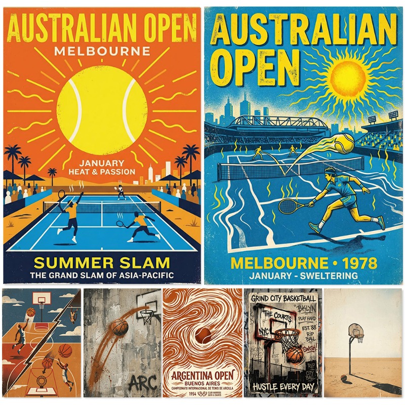 Vintage Tennis Basketball Wall - Badminton Poster recensie en prijs