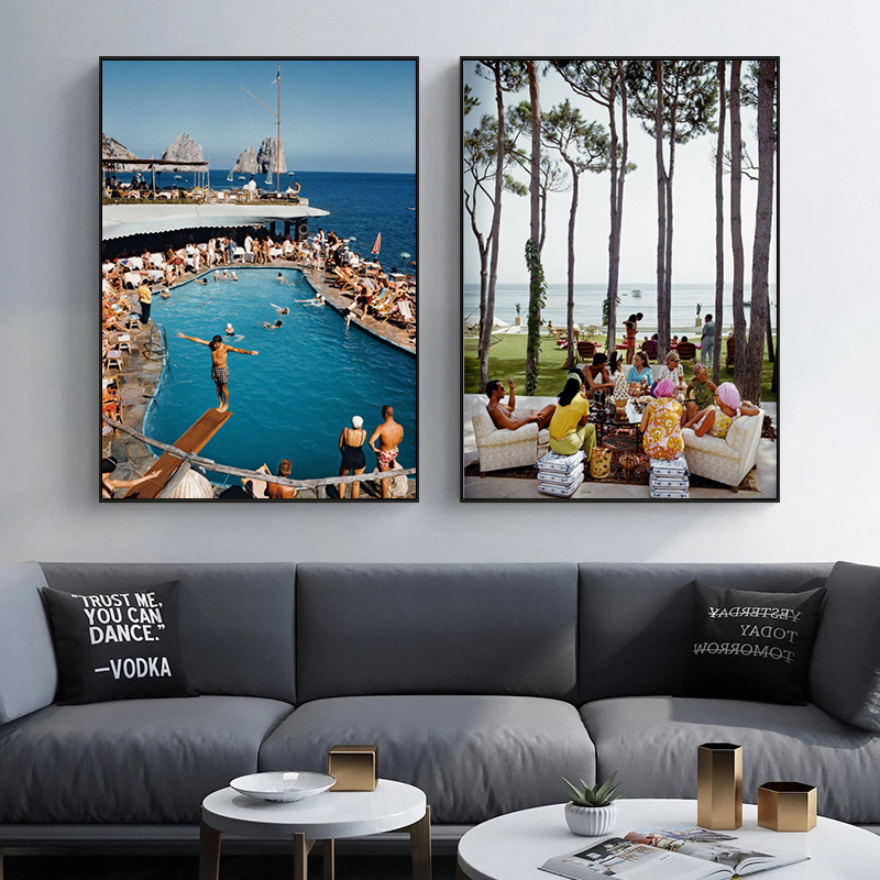Slim Aarons Speedboat Landing  - Badminton Poster recensie en prijs