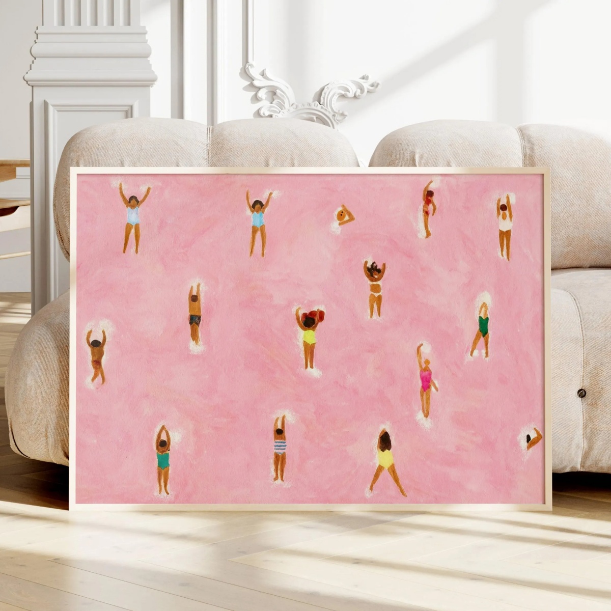 Tiny People Swimming in Pink B - Badminton Poster recensie en prijs