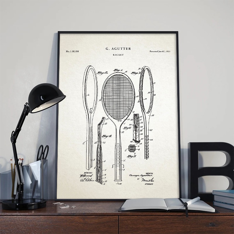 Vintage 1921 Racket Patent Pos - Badminton Poster recensie en prijs