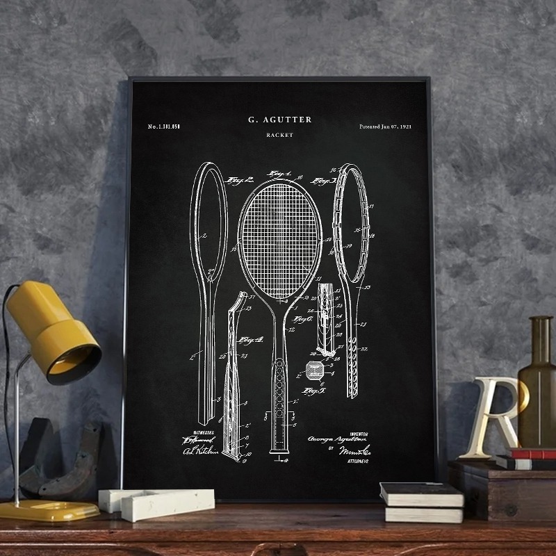 Vintage 1921 Racket Patent Pos - Badminton Poster recensie en prijs