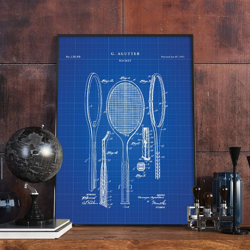 Vintage 1921 Racket Patent Pos - Badminton Poster recensie en prijs